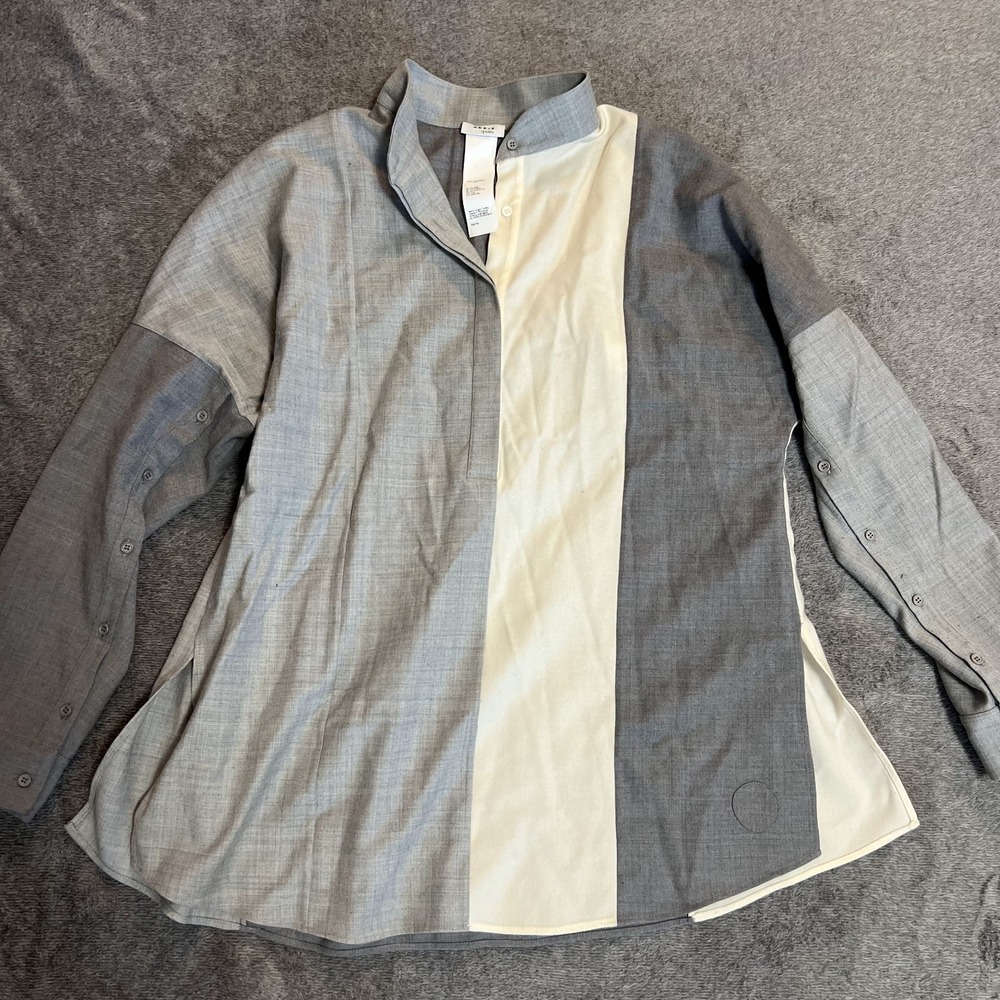 Akris Punto Half Button Down Collared 100% Schurwolle Virgin Wool Long Sleeve...